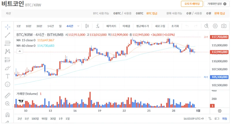 빗썸 비트코인(BTC) 일봉차트