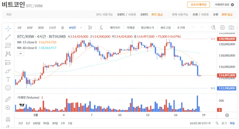 빗썸 비트코인(BTC) 일봉차트