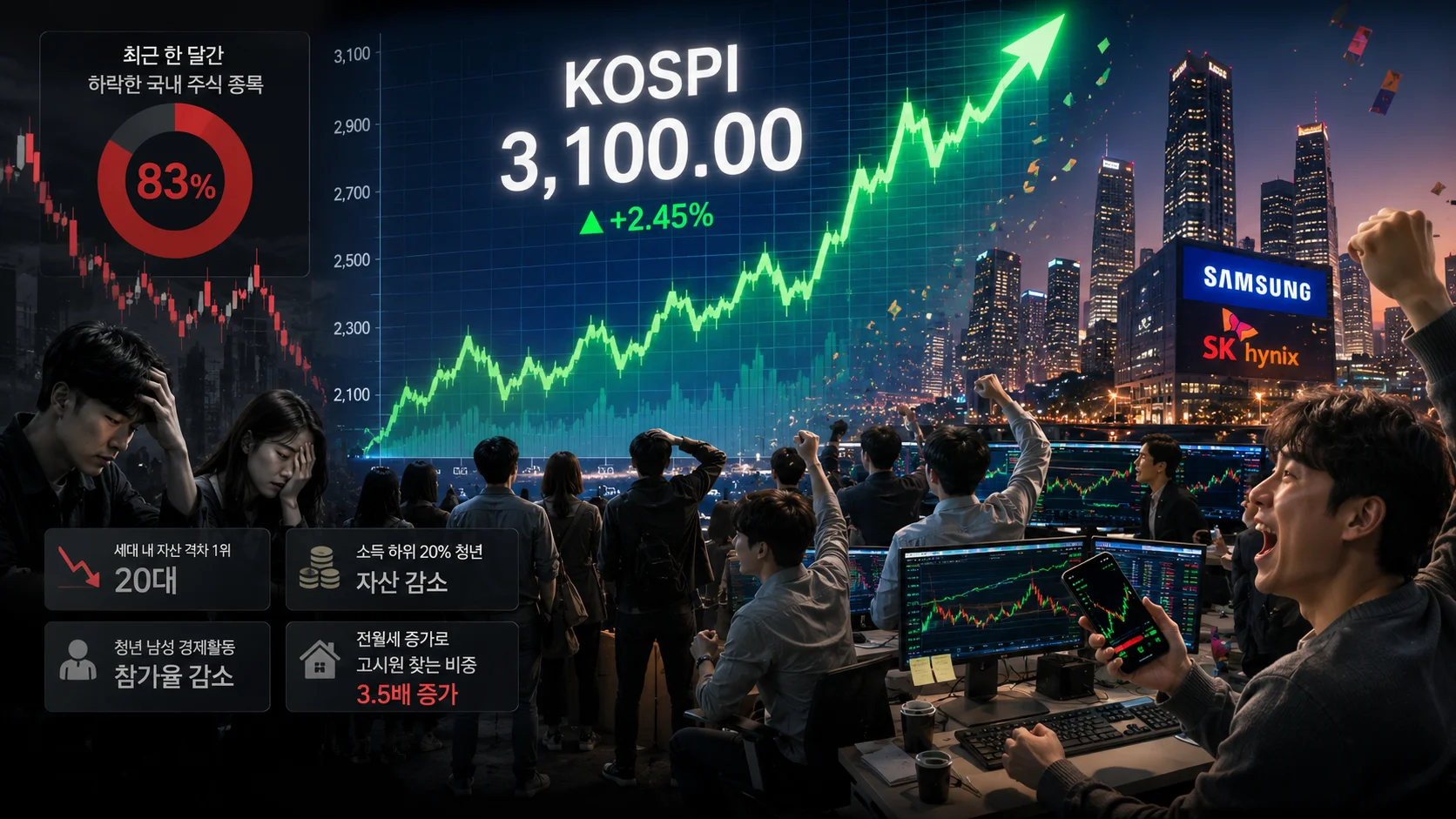 "주식으로 돈 번 청년 vs 고시원 찾는 20대청년"... 갈라지는 세대