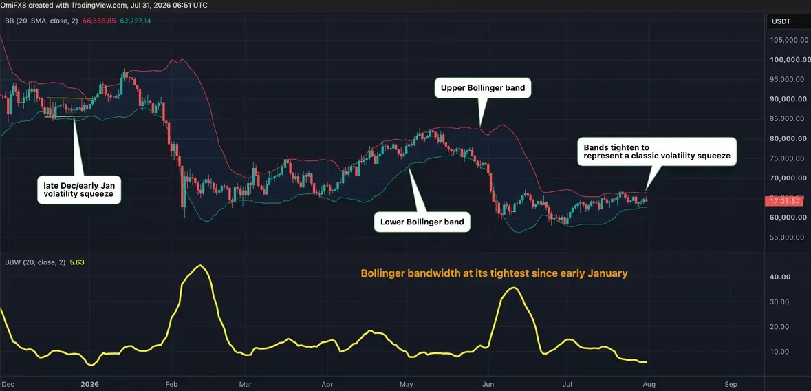 "BTC, 거래량 줄고 변동성 ↓...향후 큰 폭 움직임 나올 것"