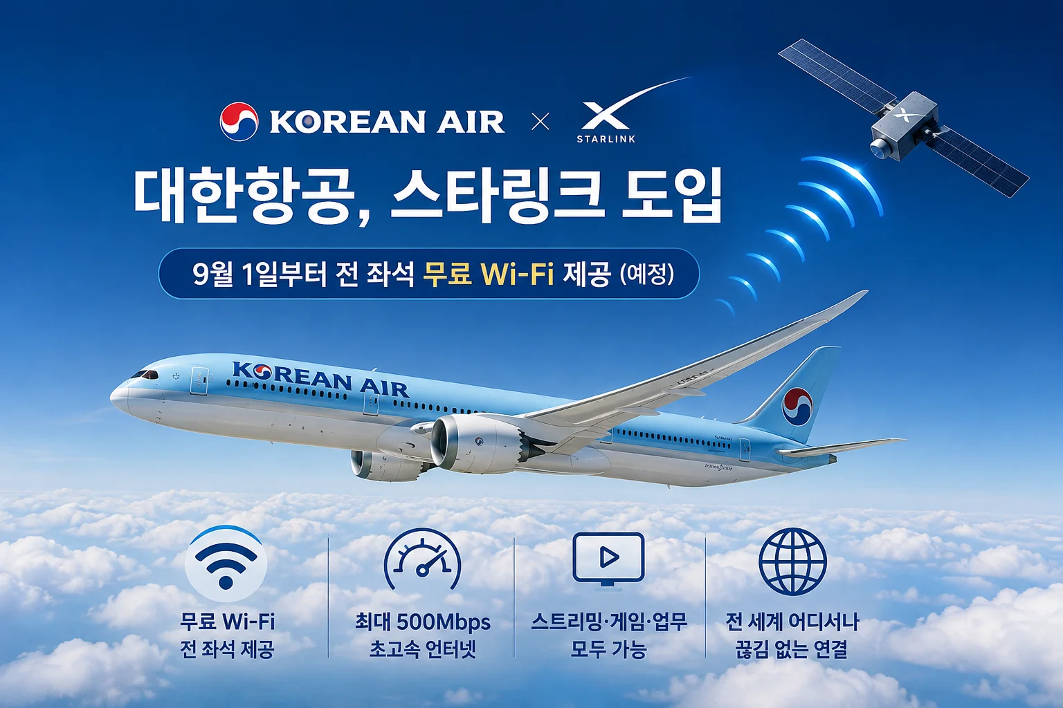 대한항공이 머스크와 손잡았다…대한항공, ‘스타링크’ 전면 도입한다