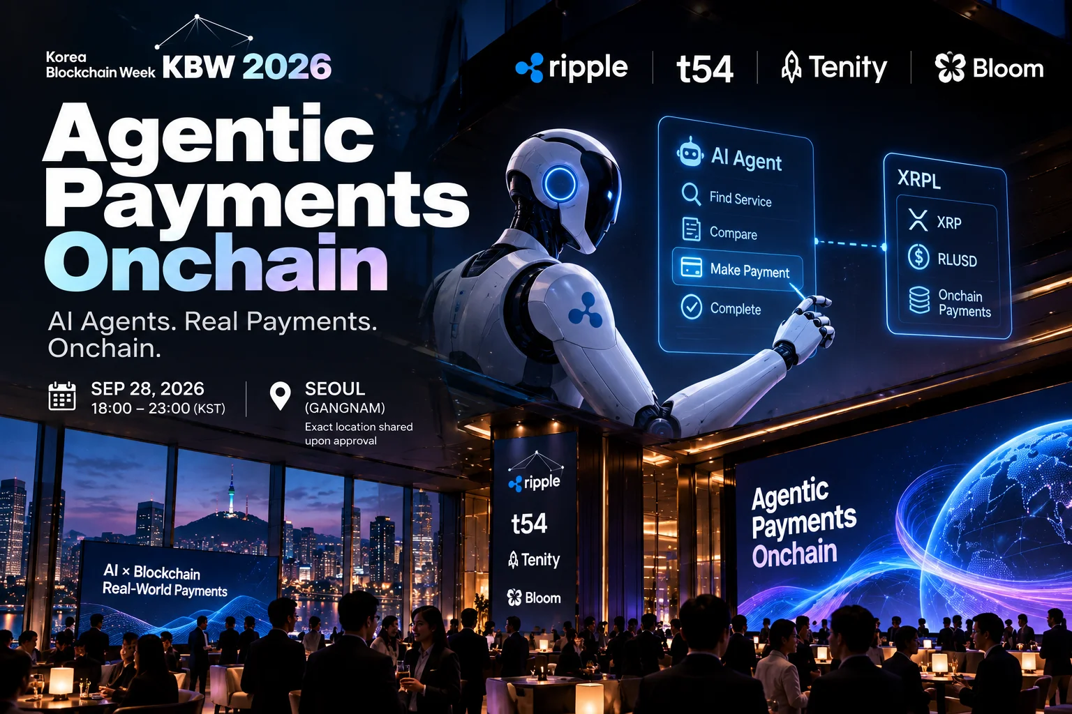 Ripple·t54·Tenity·Bloom, KBW서 ‘Agentic Payments Onchain’ 개최…AI 에이전트 결제 미래 논의